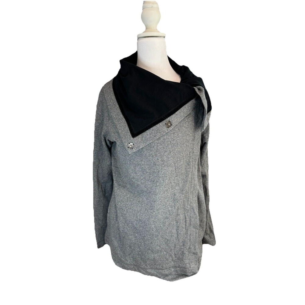Lululemon Jacket Size 4 Gray Savasana Wrap Drape Snap Closure Yoga Cowl Neck